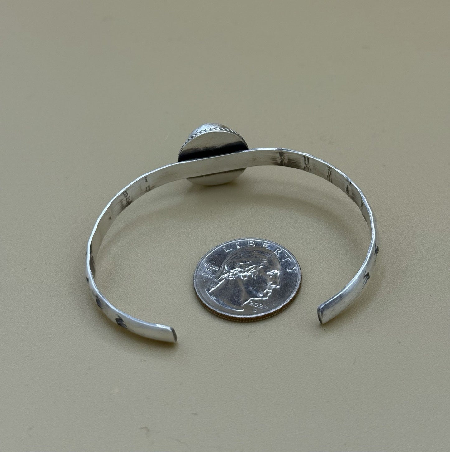 Navajo Handmade Sterling Silver Golden Hills Turquoise Stacker Cuff Bracelet