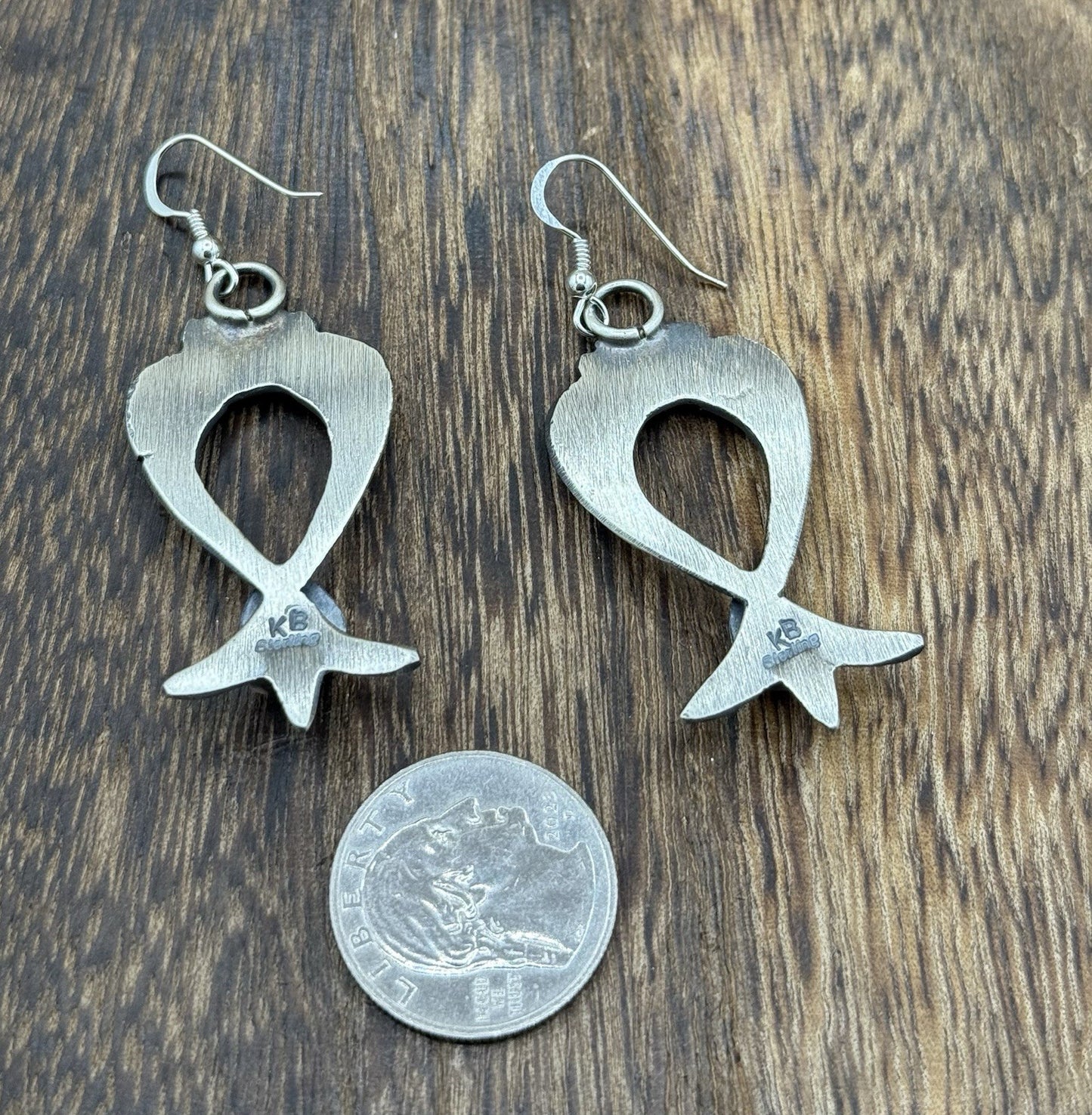 Navajo Handmade Sterling Silver Old Look Kingman Turquoise Earrings Kevin Billah