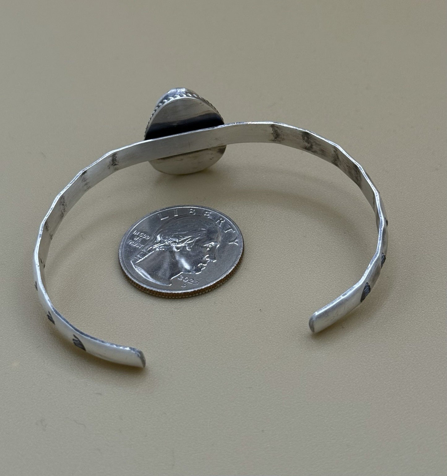 Navajo Handmade Sterling Silver Golden Hills Turquoise Stacker Cuff Bracelet