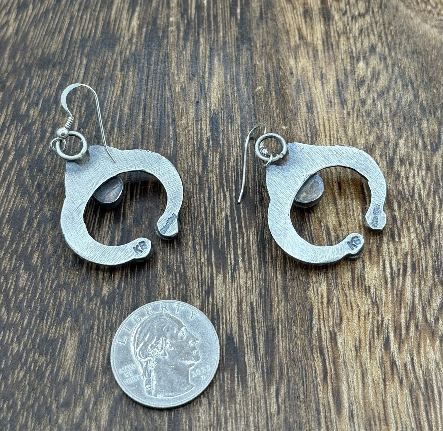 Navajo Handmade Sterling Silver Old Look Kingman Turquoise Earrings Kevin Billah