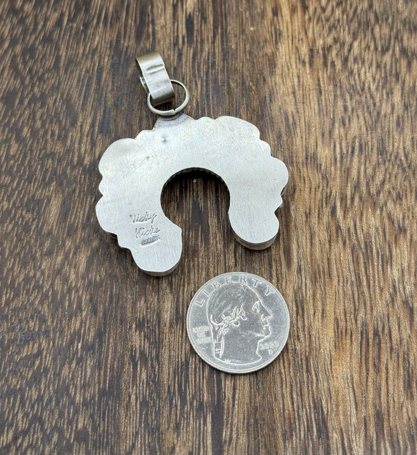 Native Navajo Handmade Sterling Silver Blue Ridge Turquoise Cluster Naja Pendant