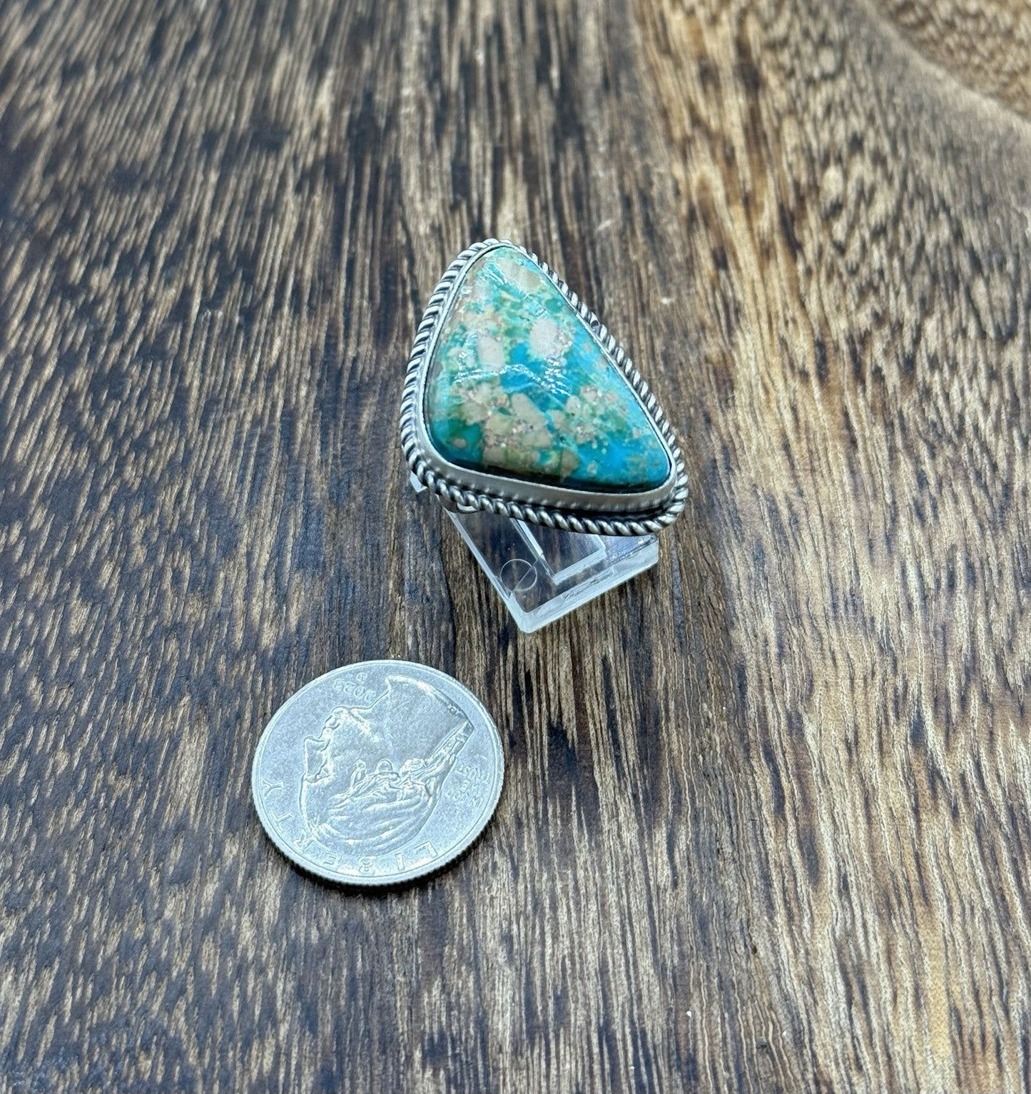 Native American Navajo Handmade Sterling Silver Royston Turquoise Ring Size 9