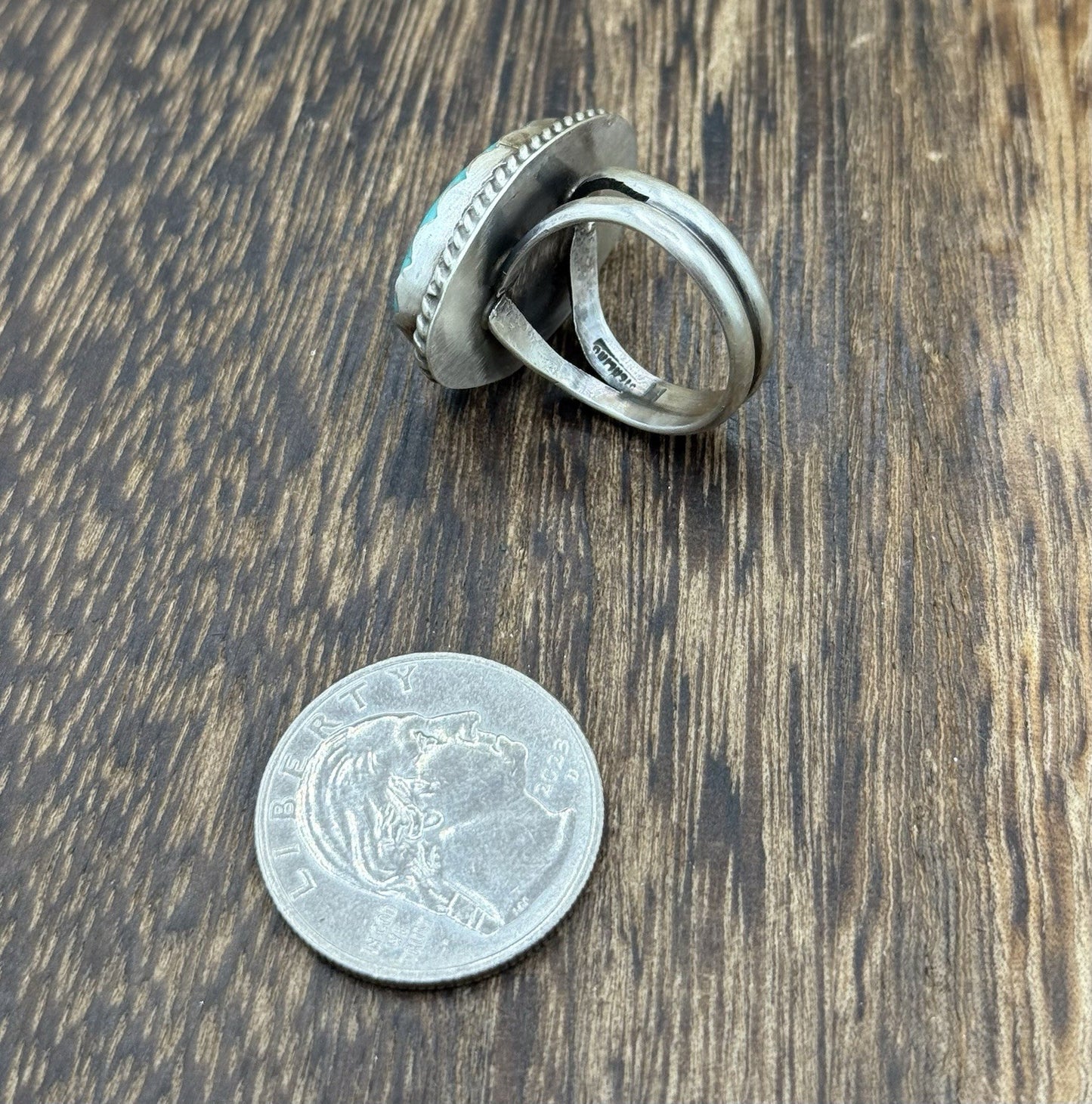 Native American Navajo Handmade Sterling Silver Royston Turquoise Ring Size 7