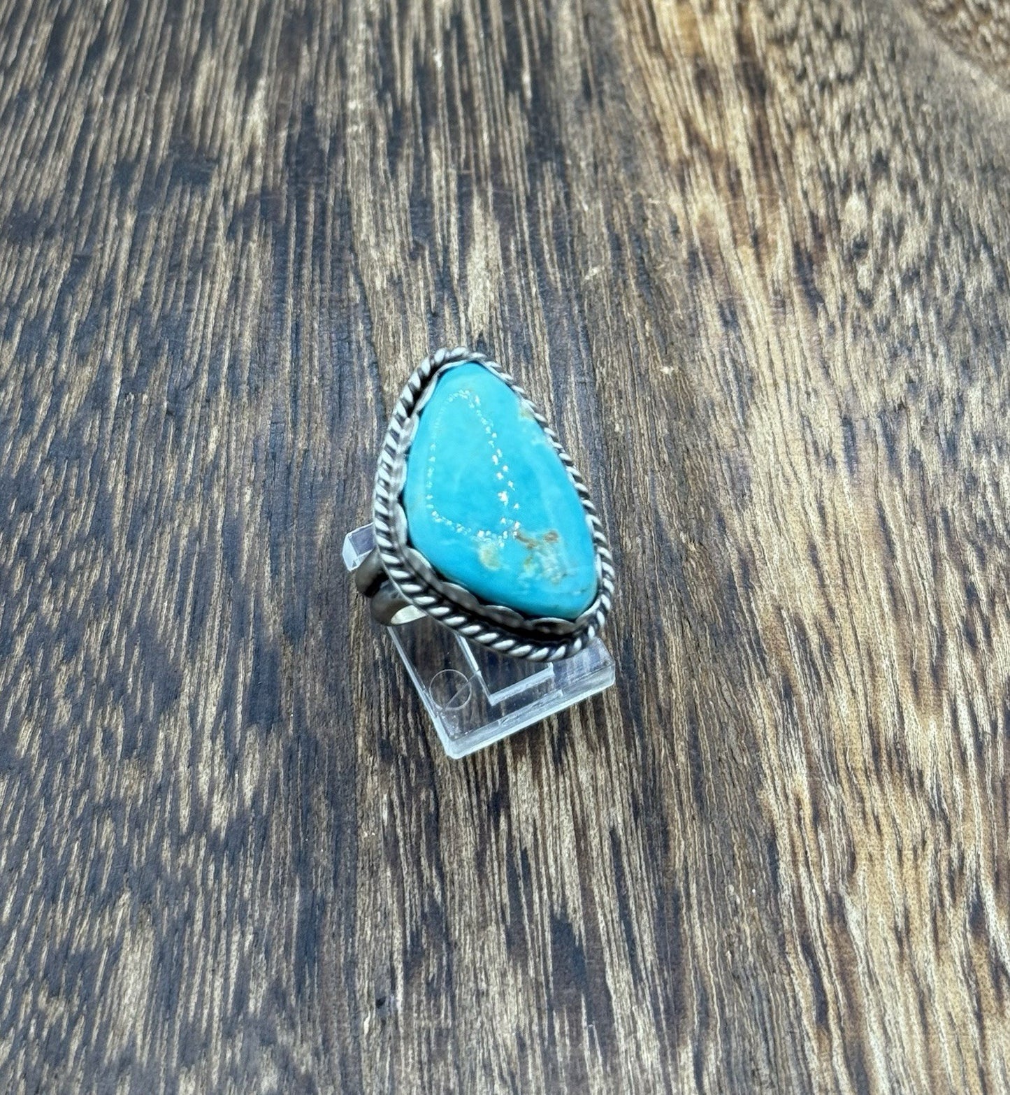 Native American Navajo Handmade Sterling Silver Royston Turquoise Ring Size 8