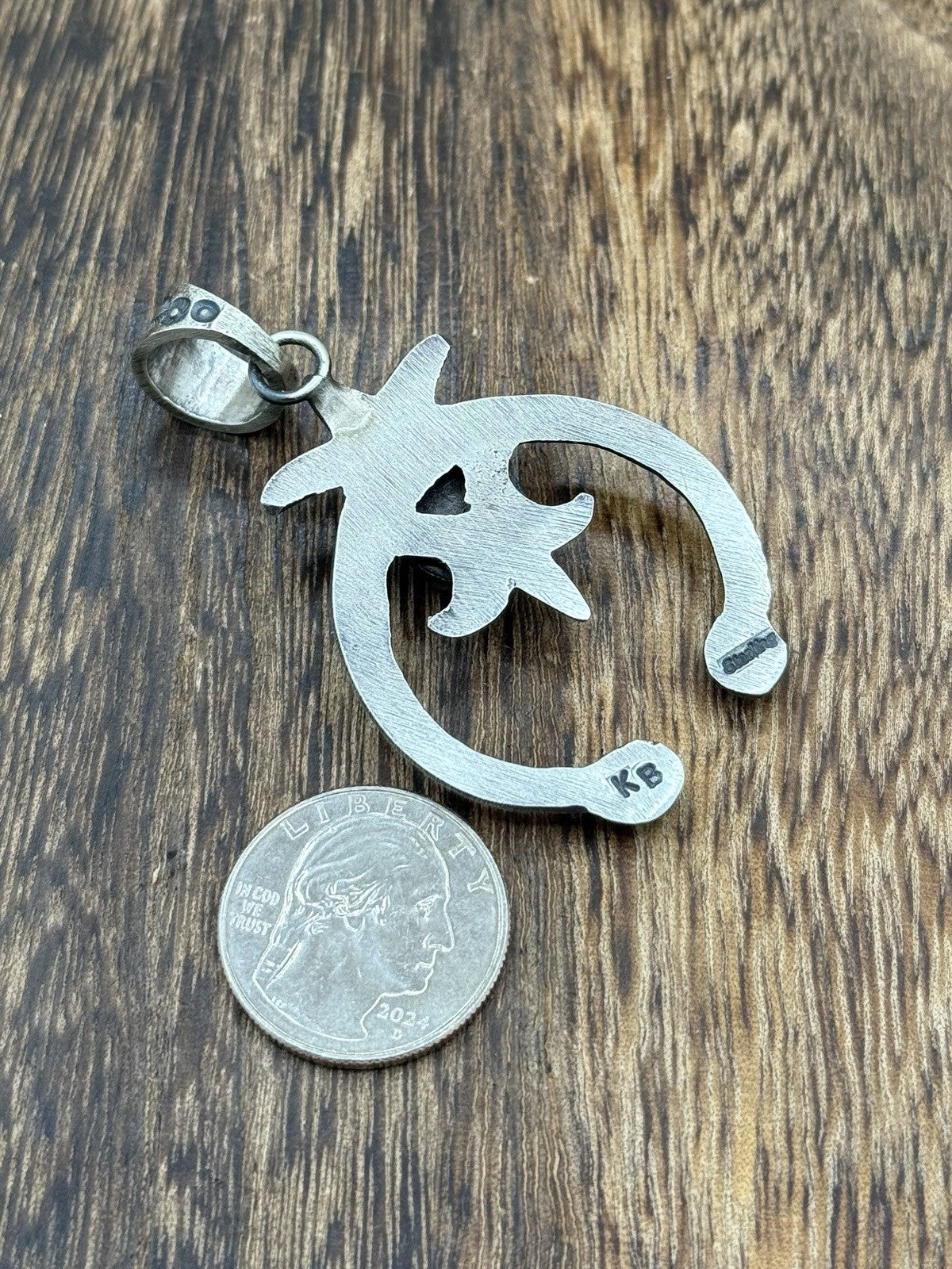 Navajo Handmade Sterling Silver Old Look Golden Hills Turquoise Naja Pendant