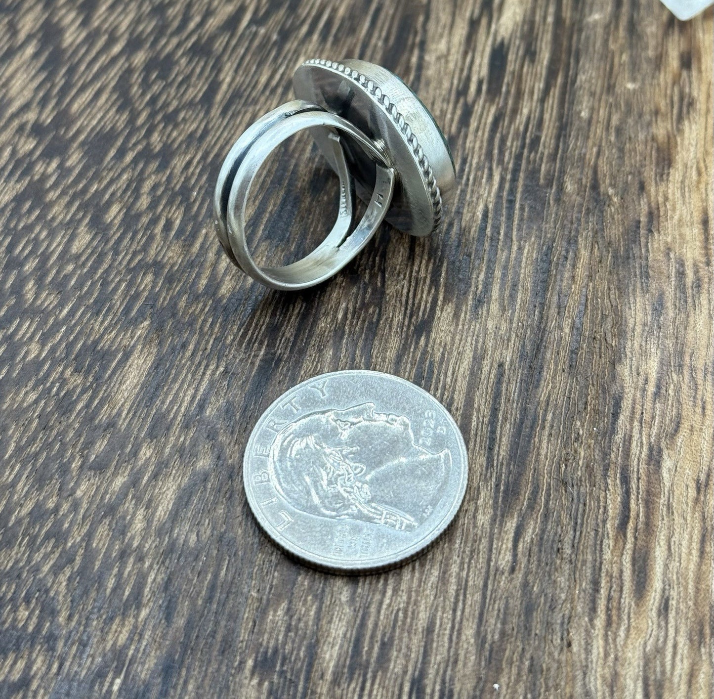 Native American Navajo Handmade Sterling Silver Royston Turquoise Ring Size 8