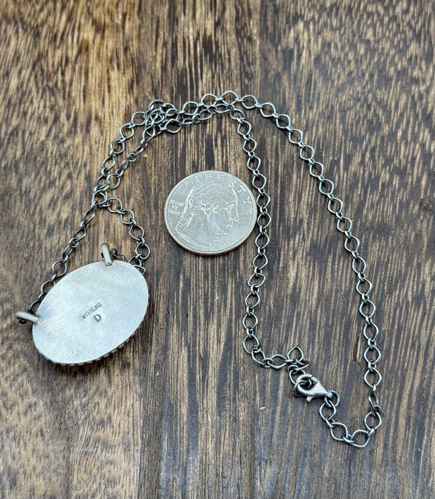 Native American Navajo Handmade Sterling Silver Dahlia Rose Bar Necklace 18”