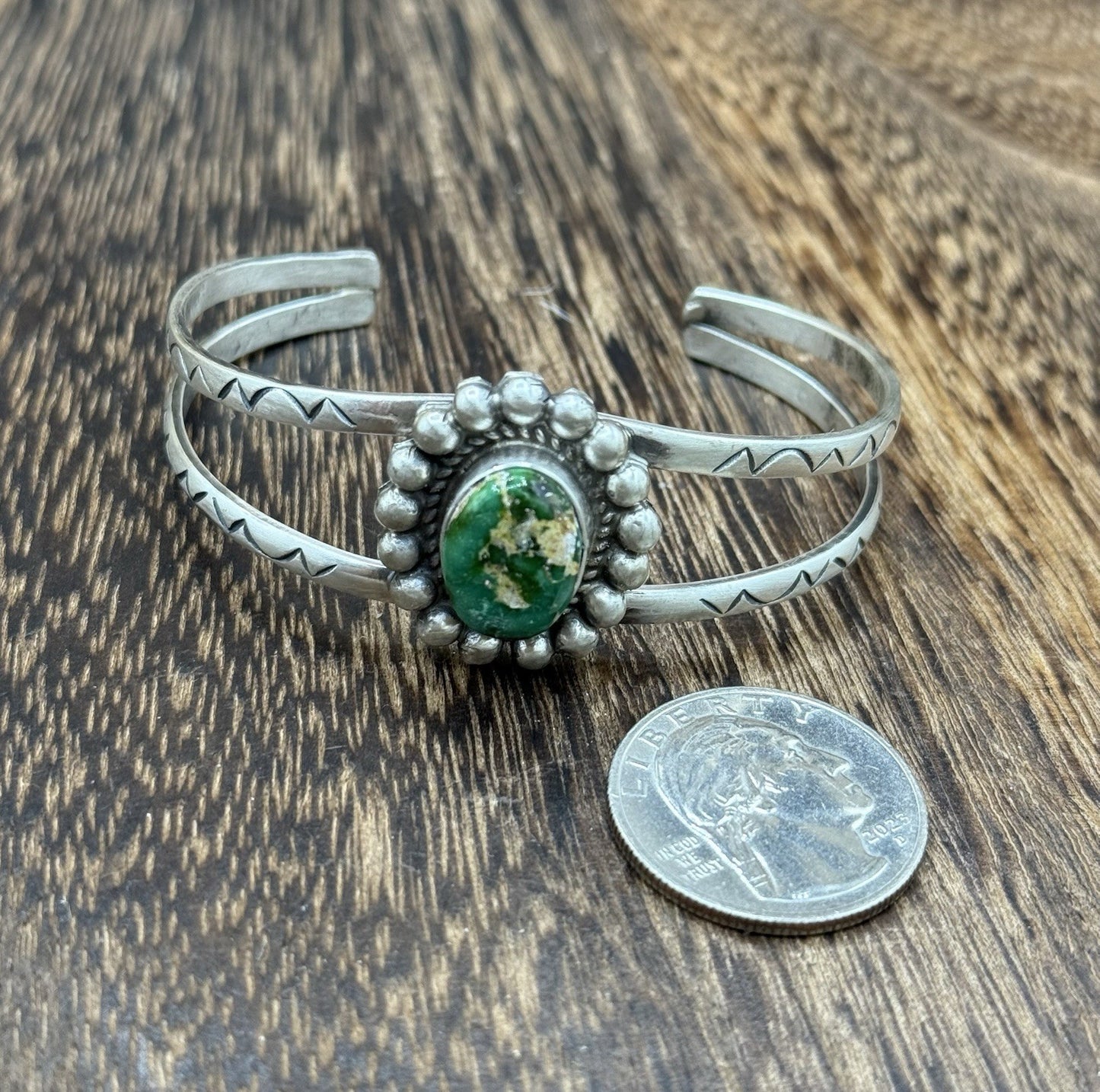 Native Navajo Handmade Sterling Silver Sonoran Gold Turquoise Cuff Bracelet