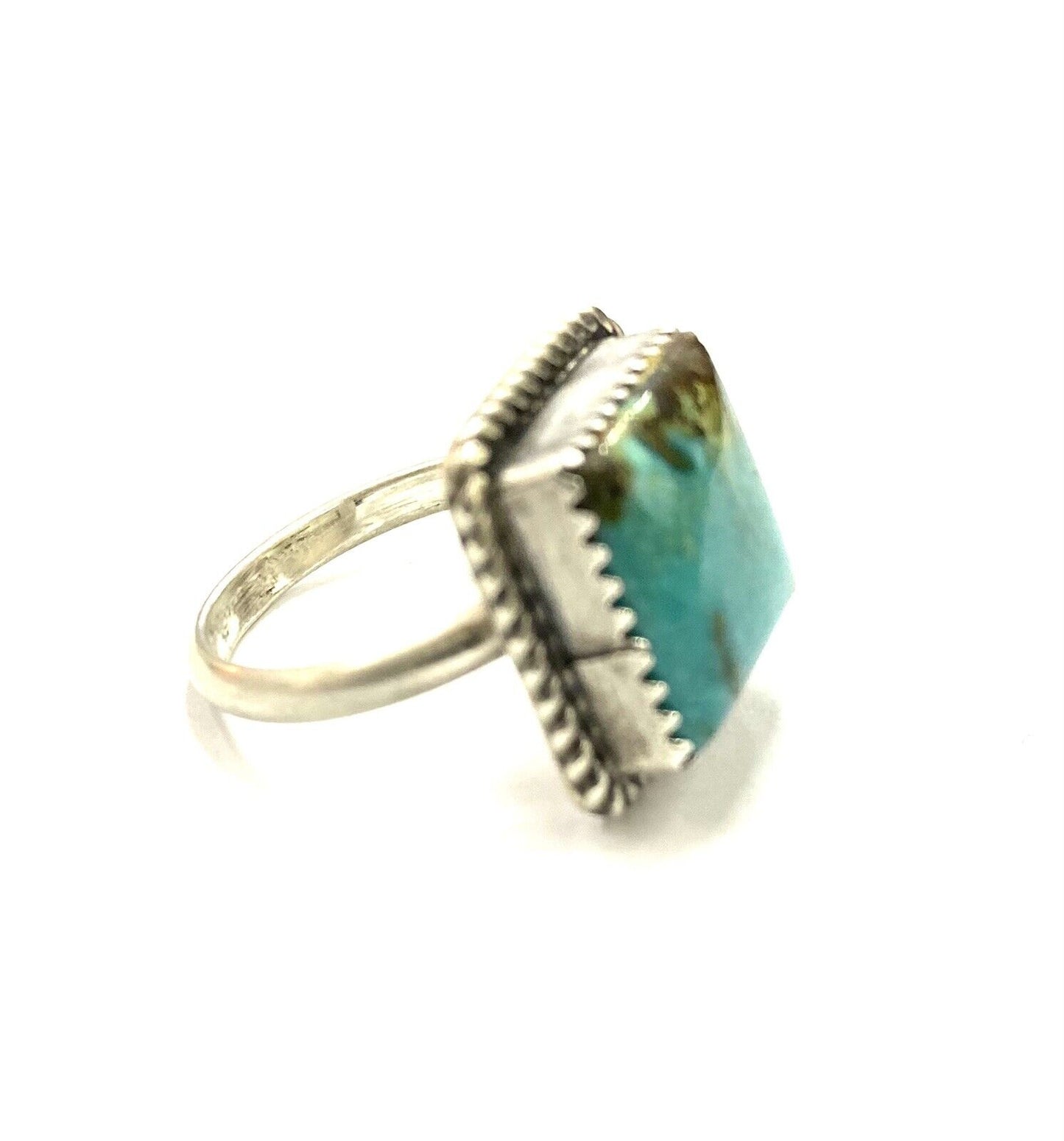 Native American Sterling Silver Navajo Handmade Natural Turquoise Ring Size 6