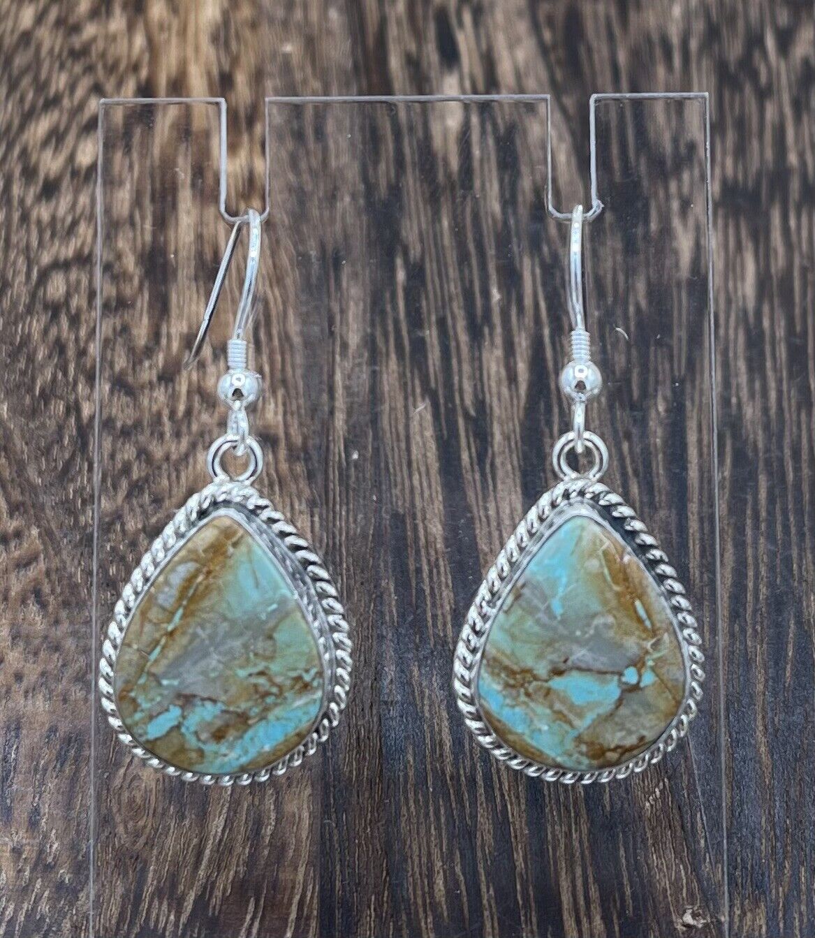 Navajo Handmade Sterling Silver Sonoran Turquoise Dangle Earrings By Byron Begay