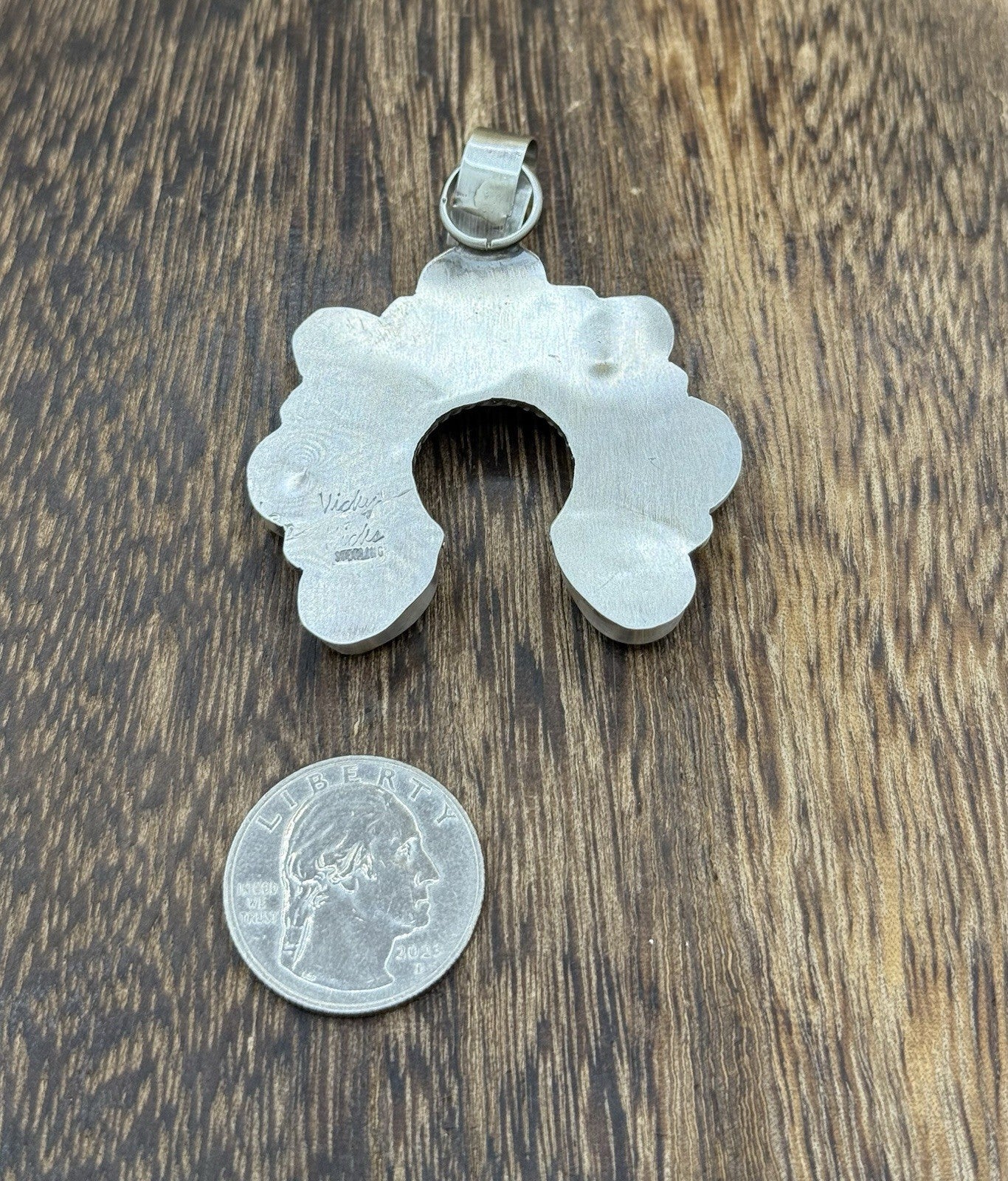 Native Navajo Handmade Sterling Silver Blue Ridge Turquoise Cluster Naja Pendant