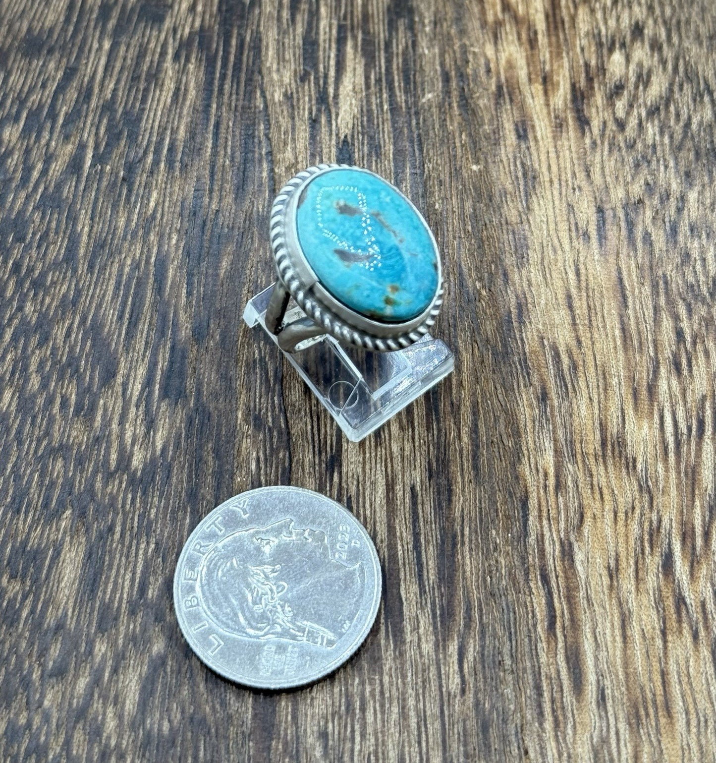 Native American Navajo Handmade Sterling Silver Royston Turquoise Ring Size 8