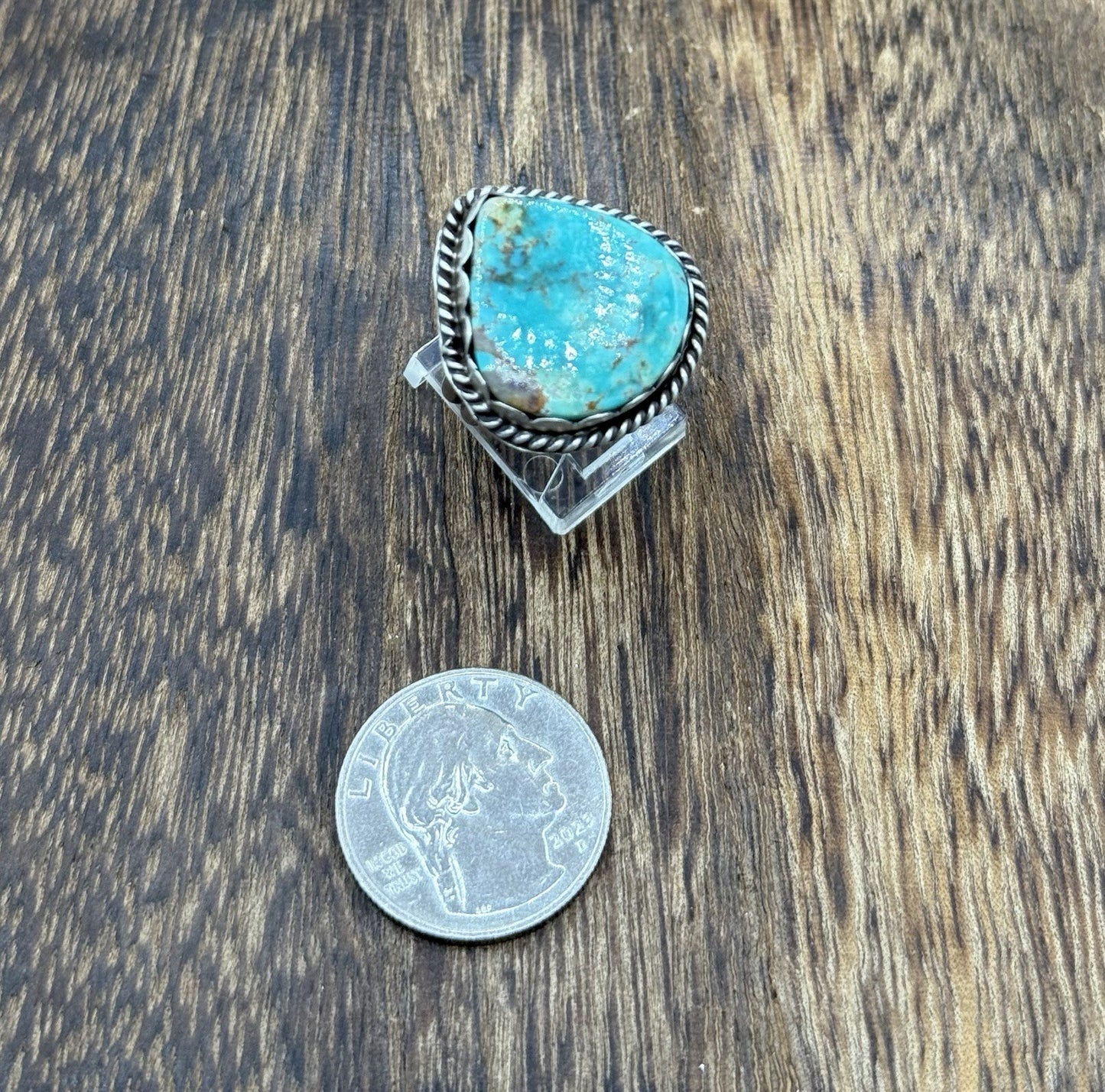 Native American Navajo Handmade Sterling Silver Royston Turquoise Ring Size 8