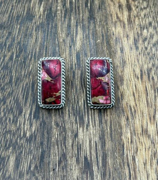 Native Navajo Handmade Sterling Silver Dahlia Rose Stud Earrings