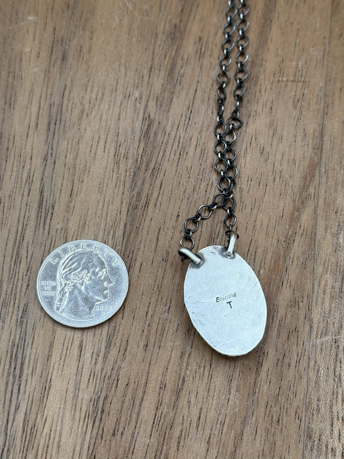 Navajo Handmade Sterling Silver Violet Rose & Blue Dahlia Bar Necklace 18”