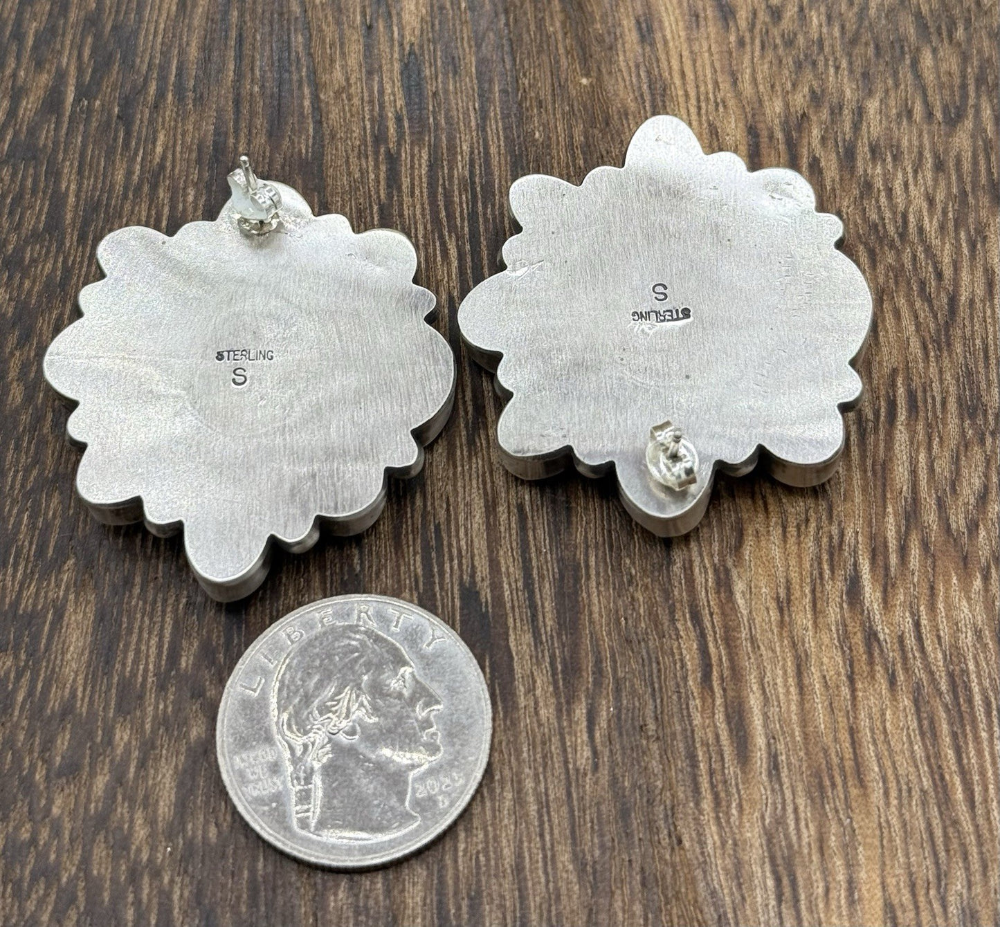 Navajo Handmade Sterling Silver Sonoran Gold Turquoise Cluster Post Earrings