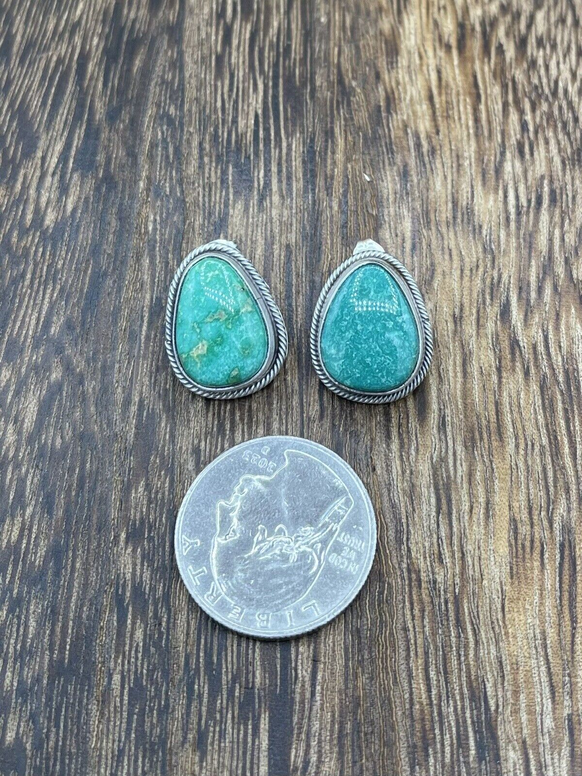 Native American Navajo Handmade Silver Sonoran Turquoise Post Stud Earrings