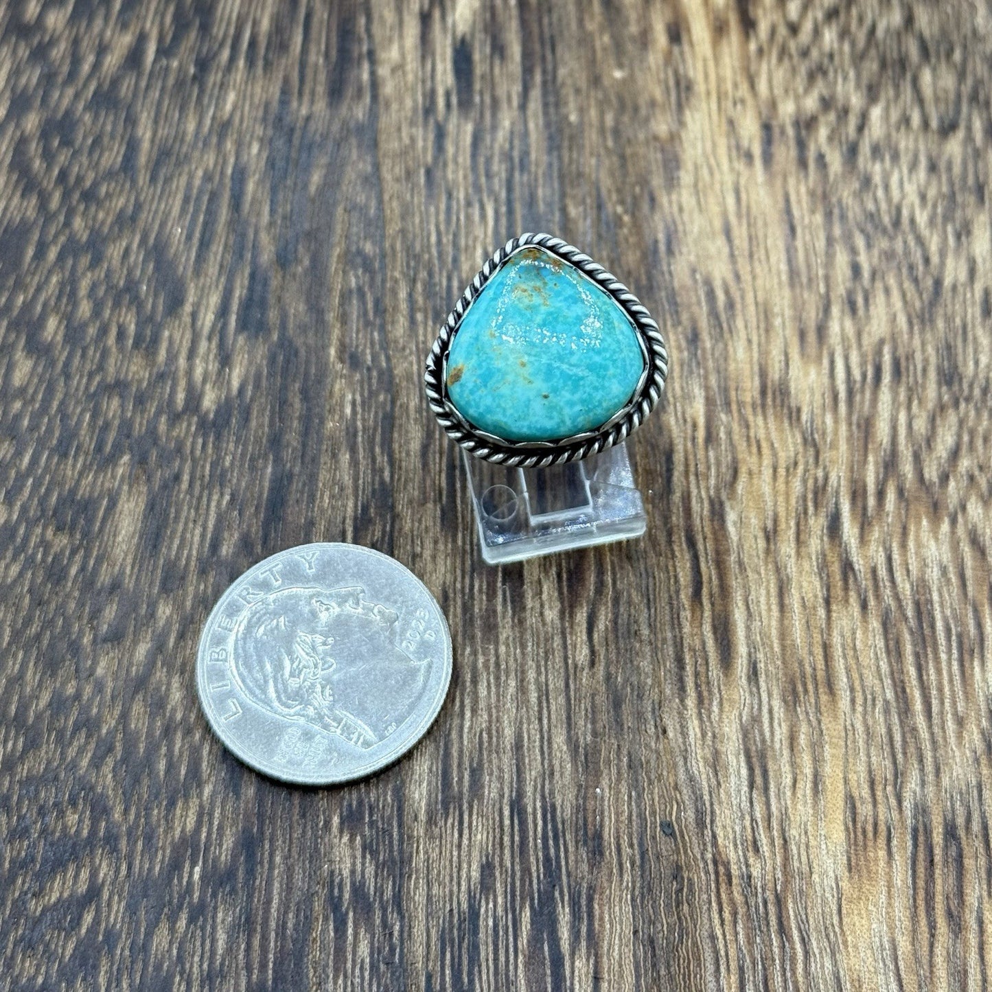 Native American Navajo Handmade Sterling Silver Royston Turquoise Ring Size 8