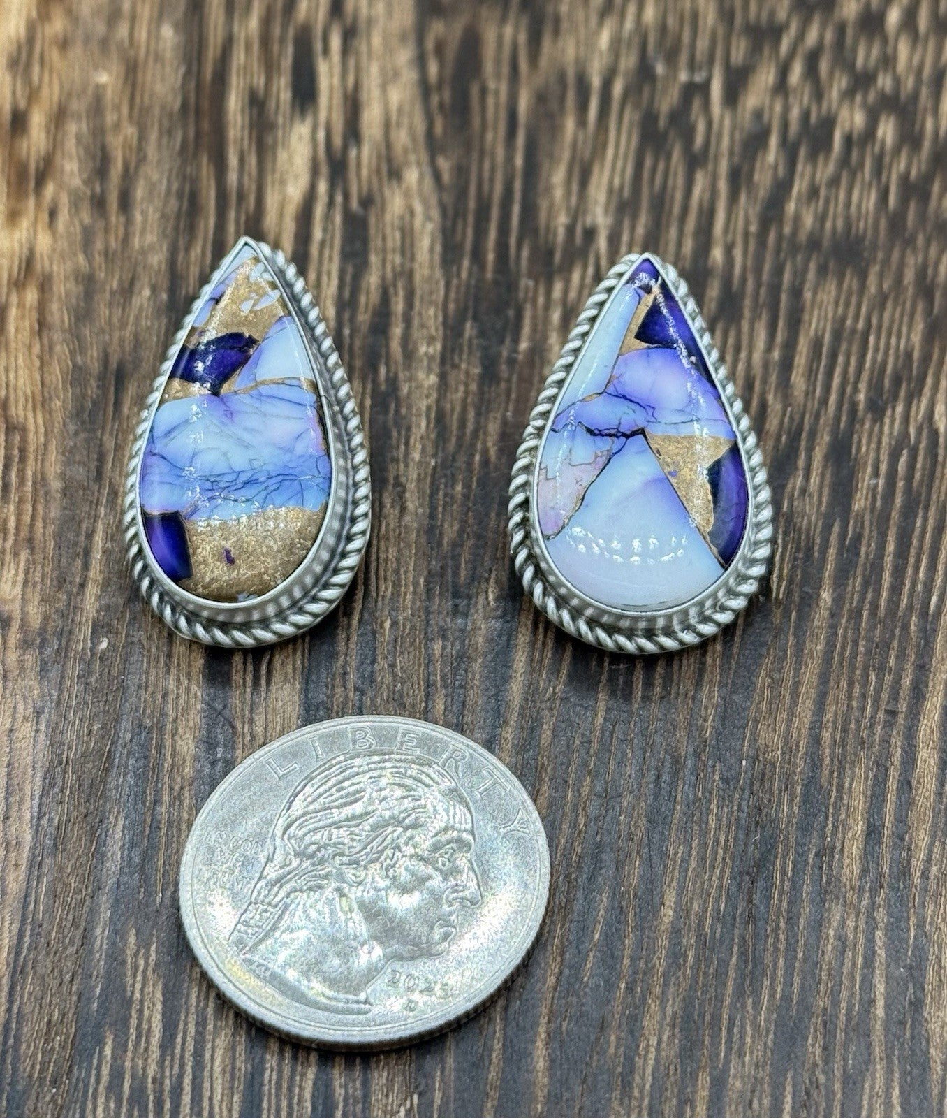 Navajo Handmade Sterling Silver Violet Rose Dahlia Post Earrings Letricia Largo