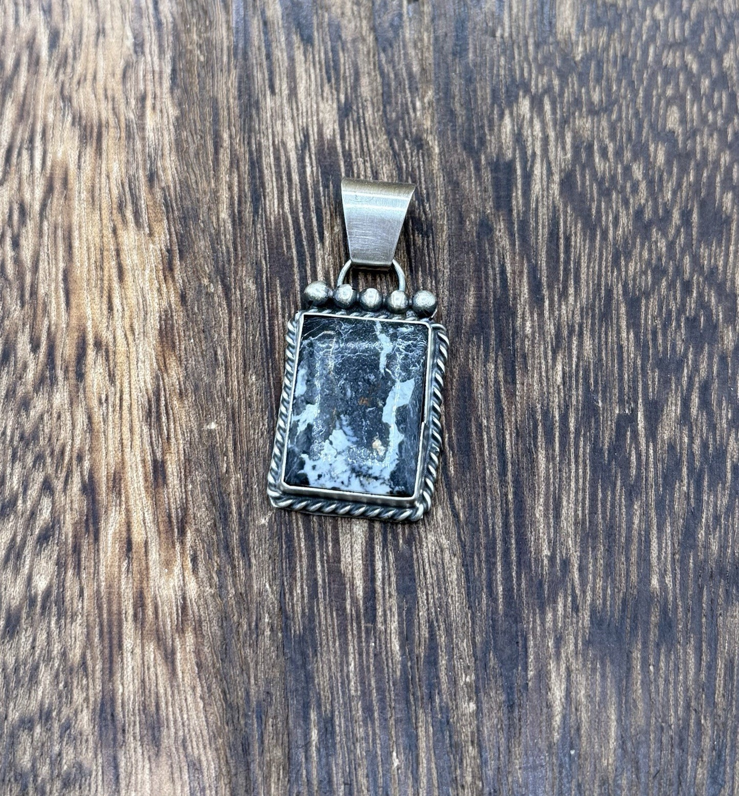 Native American Navajo Handmade Sterling Silver White Buffalo Pendant Old Look