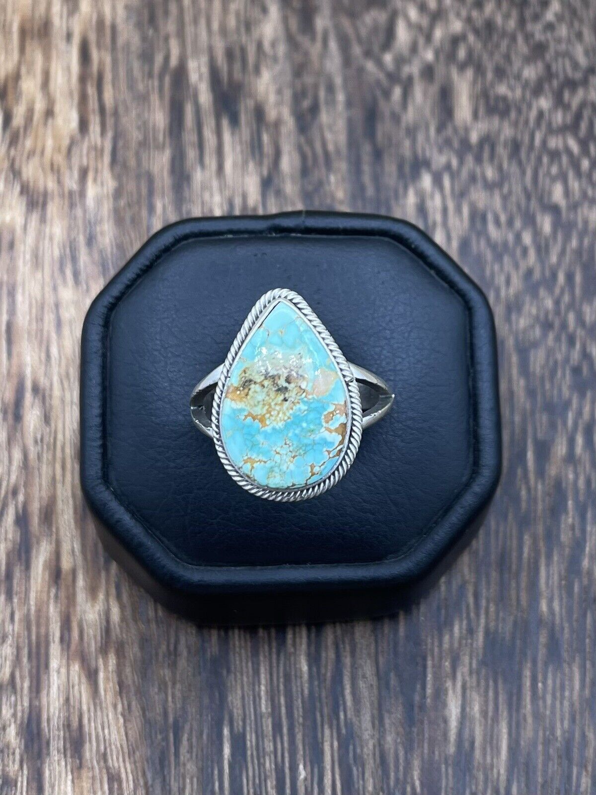 Native American Navajo Handmade Silver Royston Turquoise Old Look Ring Size 10