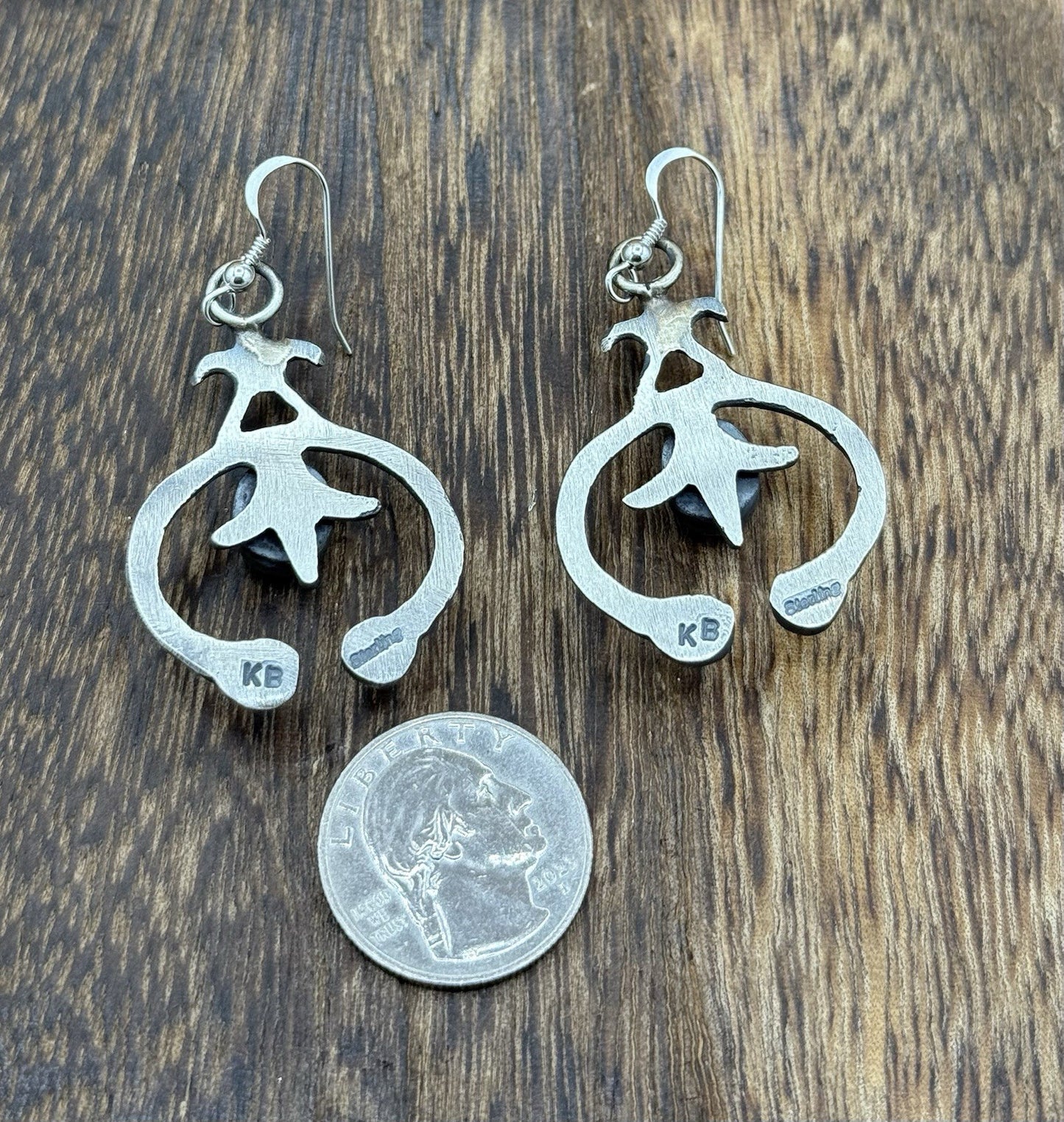 Navajo Handmade Sterling Silver Old Look Kingman Turquoise Earrings Kevin Billah