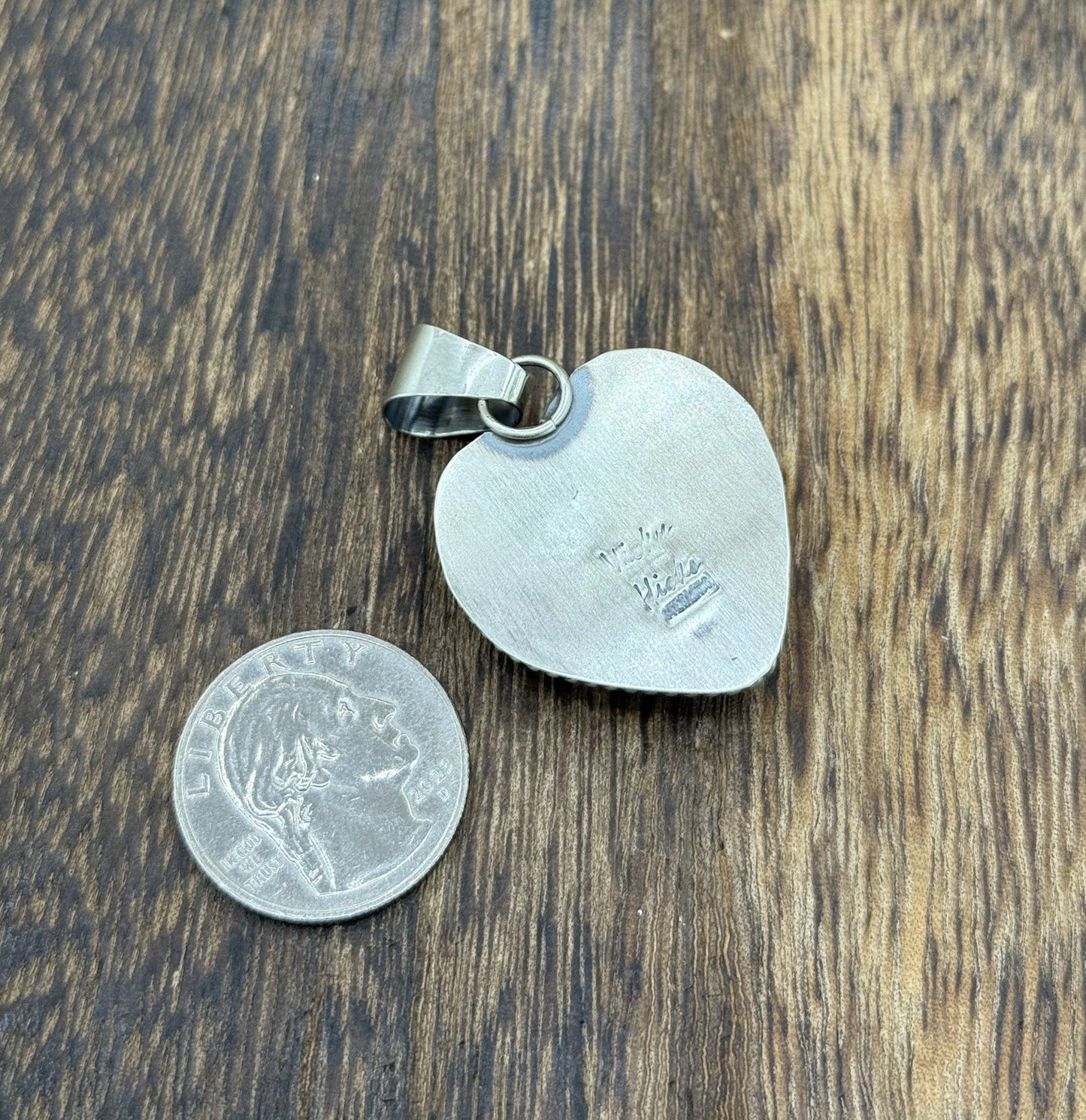 Navajo Handmade Sterling Silver Red Spiny Oyster Shell Heart Shaped Pendant