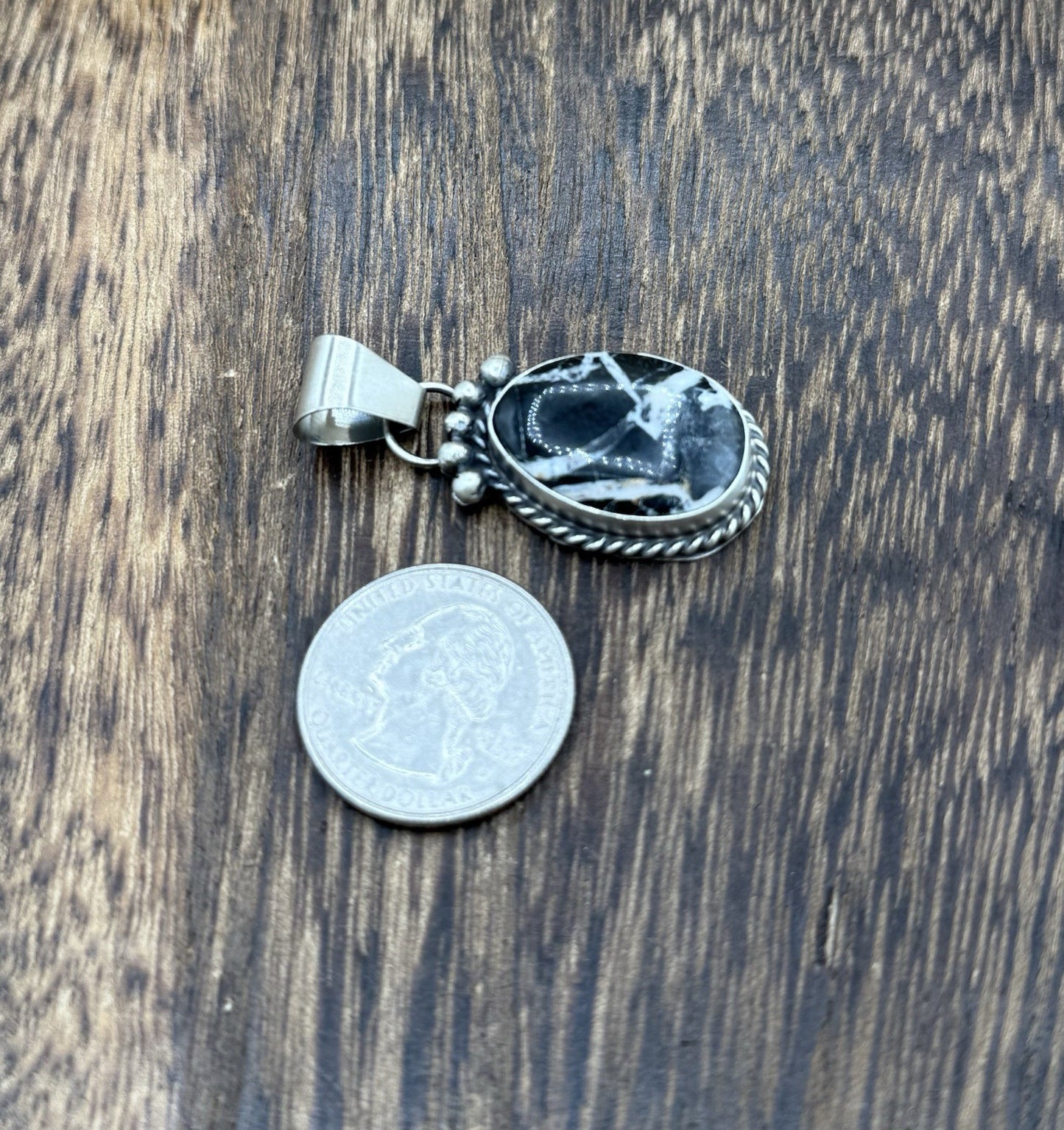 Native American Navajo Handmade Sterling Silver White Buffalo Pendant Old Look