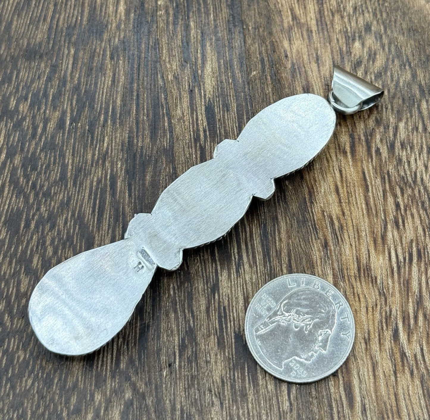 Native Navajo Handmade Sterling Silver Spiny Oyster Shell Drop Pendant