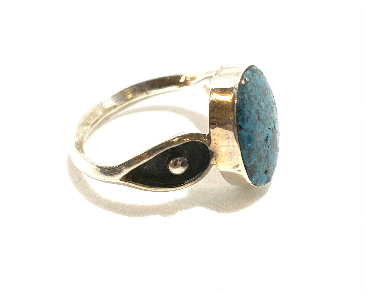 Native American Sterling Navajo Handmade Natural Turquoise Ring Size 8.5