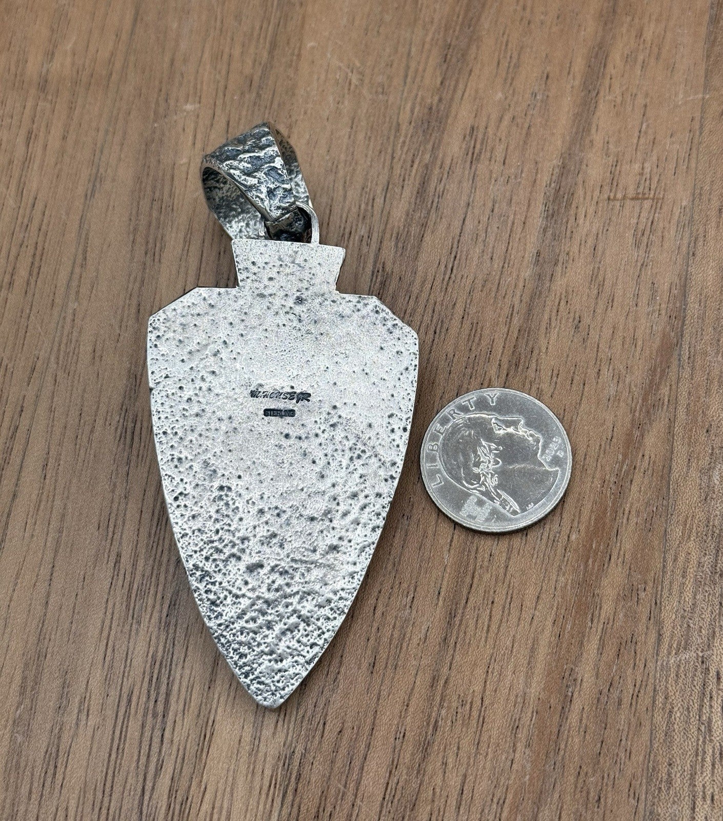 Navajo Silver Blue Ridge Turquoise Arrowhead Pendant Tufa Cast By Merle House