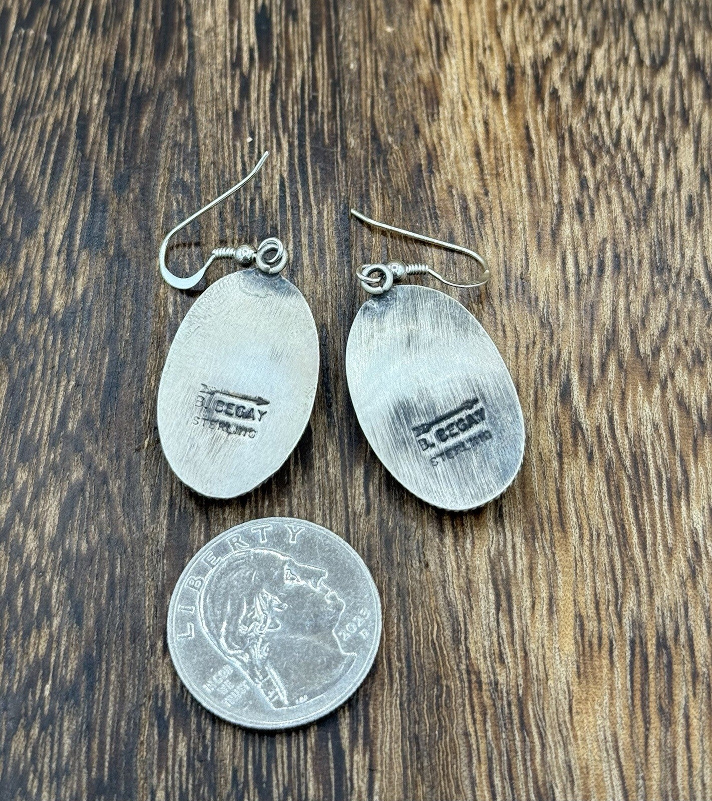 Navajo Handmade Sterling Silver Violet Rose & Blue Dahlia Dangle Drop Earrings