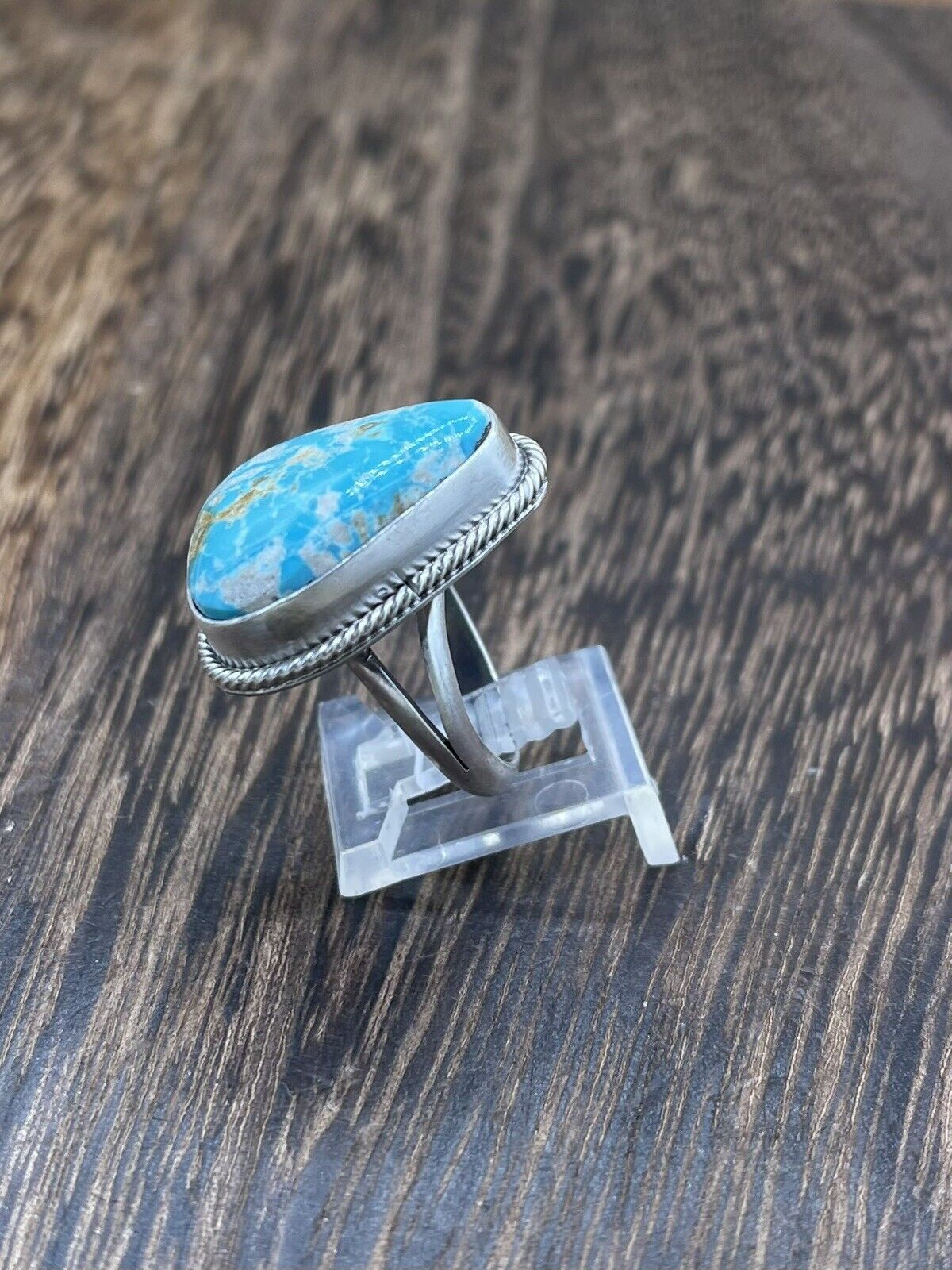 Native American Navajo Handmade Silver Royston Turquoise Old Look Ring Size 7.5