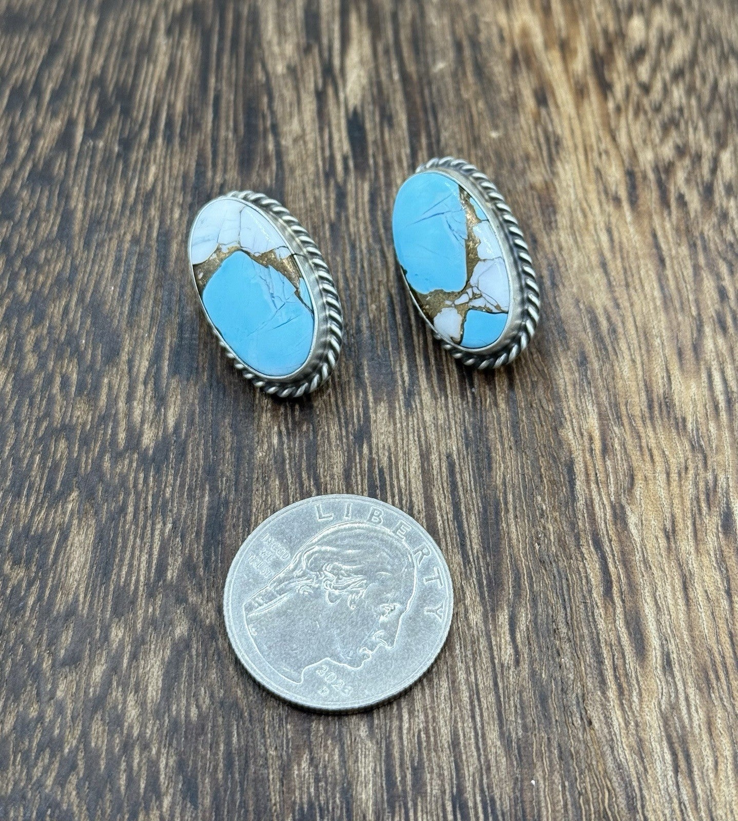 Native Navajo Handmade Sterling Silver Cotton Candy Dahlia Stud Earrings