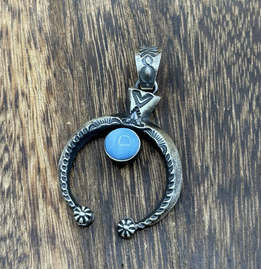 Navajo Handmade Sterling Silver Golden Hills Turquoise Naja Pendant Kevin Billah