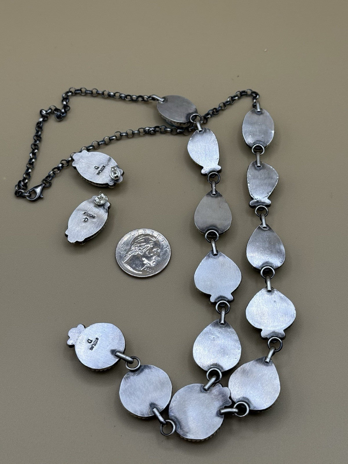 Native Navajo Handmade Sterling Silver Blue Bird Turquoise Y Lariat Necklace 24”