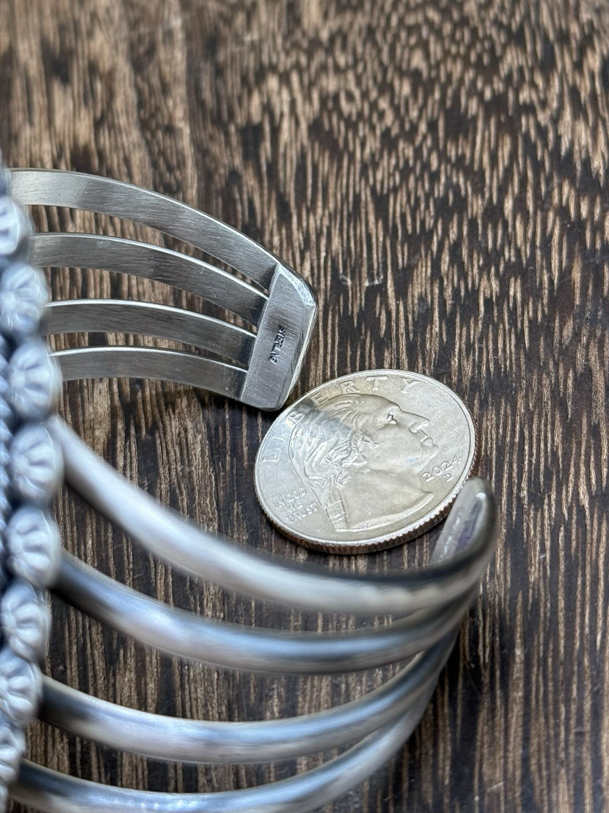 Native Navajo Handmade Sterling Silver Morenci Turquoise Old Look Cuff Bracelet