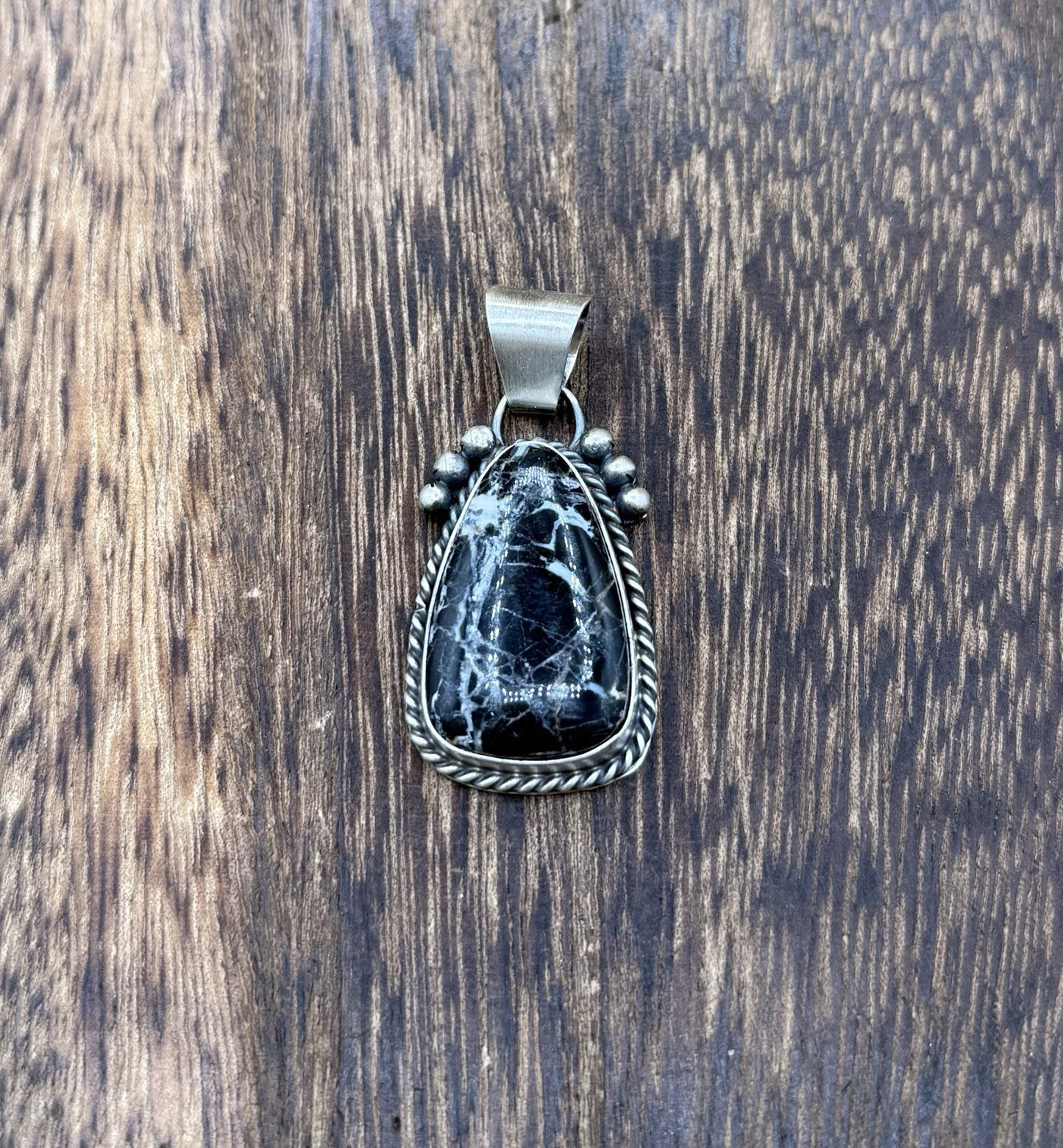 Native American Navajo Handmade Sterling Silver White Buffalo Pendant Old Look