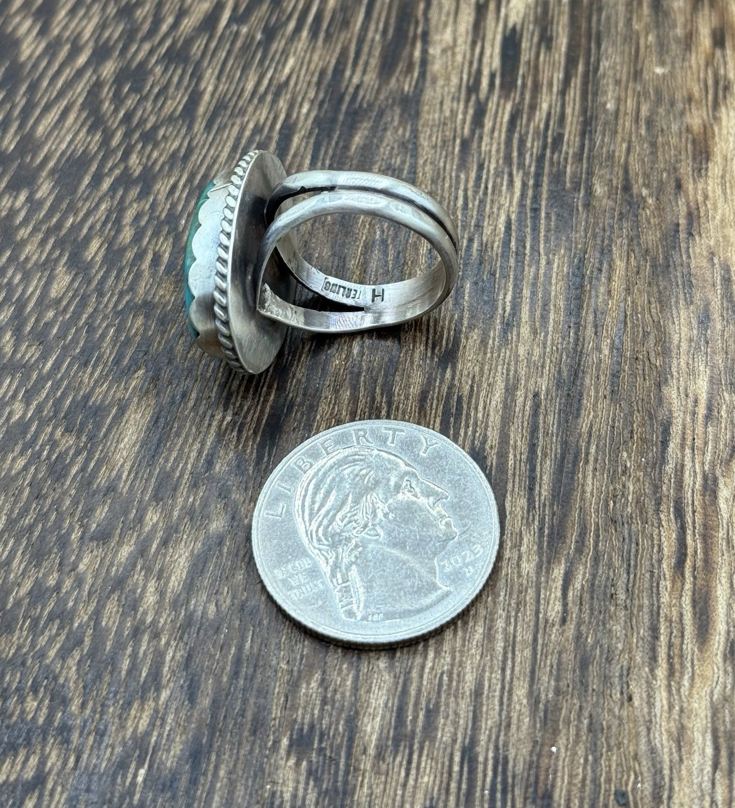 Native American Navajo Handmade Sterling Silver Royston Turquoise Ring Size 8