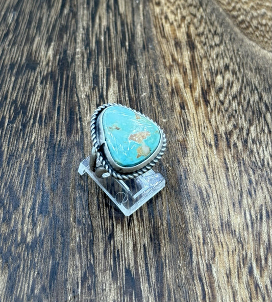 Native American Navajo Handmade Sterling Silver Royston Turquoise Ring Size 7