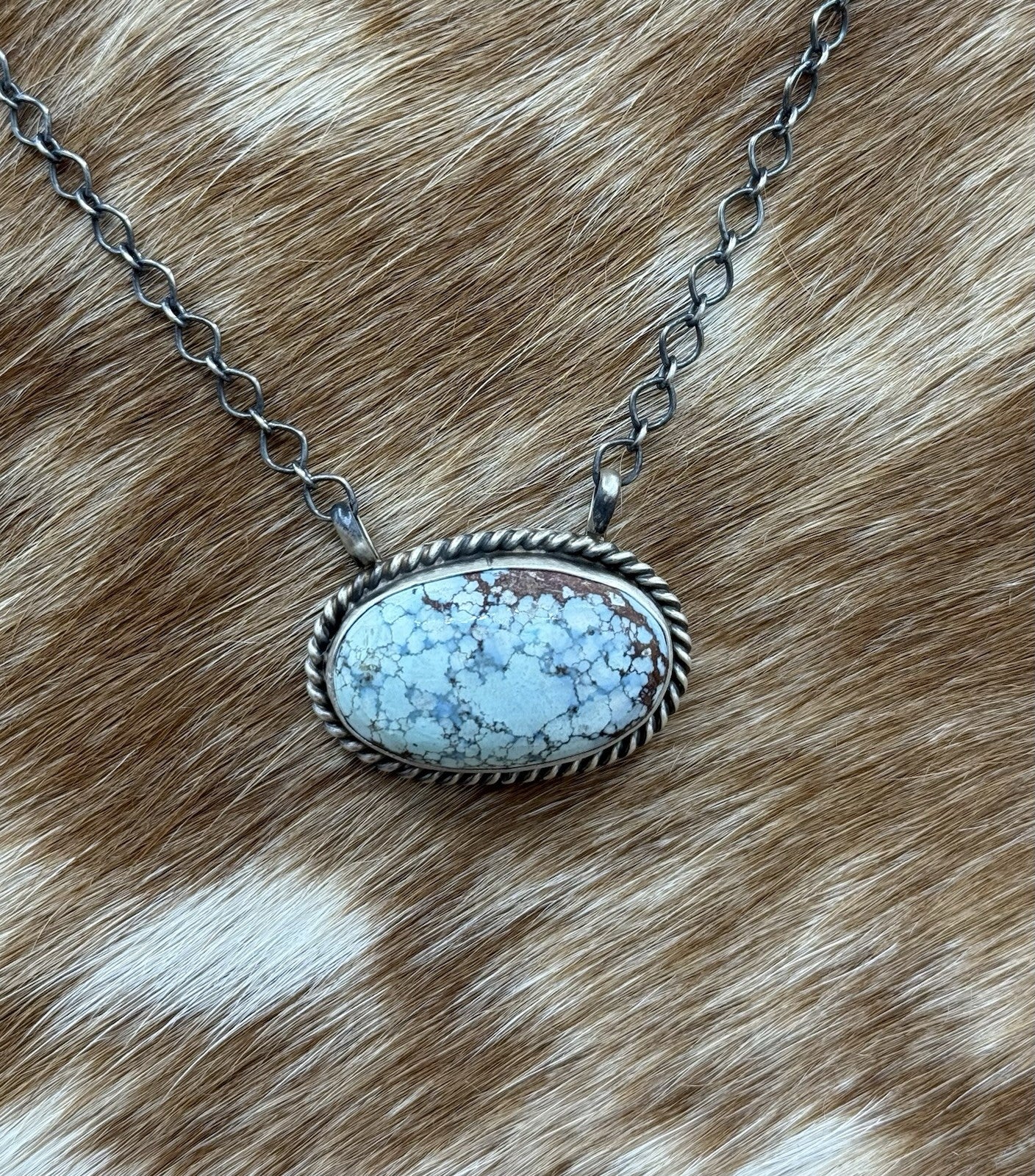 Native Navajo Handmade Sterling Silver Golden Hills Turquoise Bar Necklace 18”