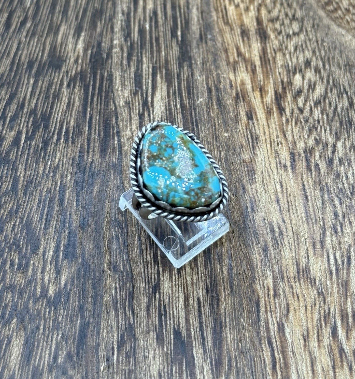 Native American Navajo Handmade Sterling Silver Royston Turquoise Ring Size 7