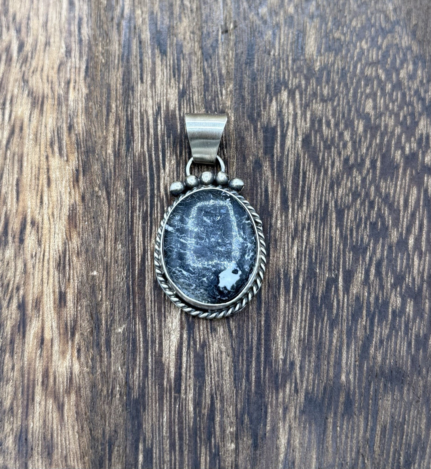 Native American Navajo Handmade Sterling Silver White Buffalo Pendant Old Look