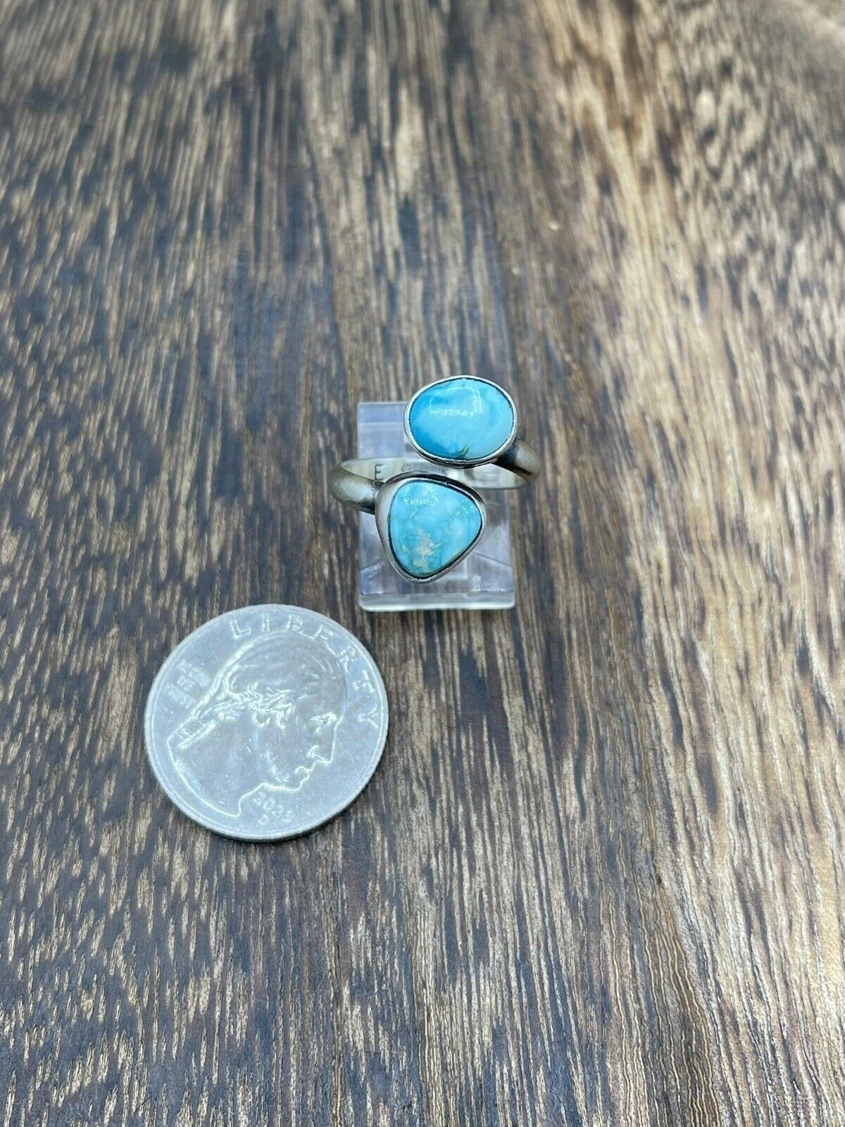 Native American Navajo Handmade Sterling Silver Turquoise Adjustable Ring 6 To 8