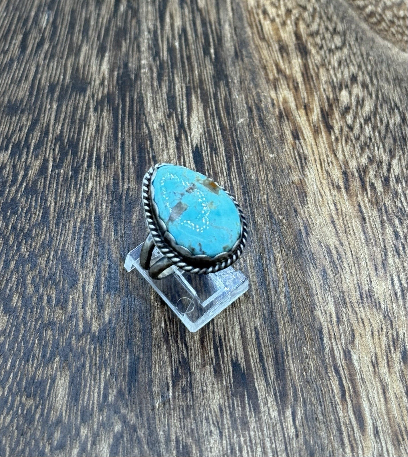 Native American Navajo Handmade Sterling Silver Royston Turquoise Ring Size 8
