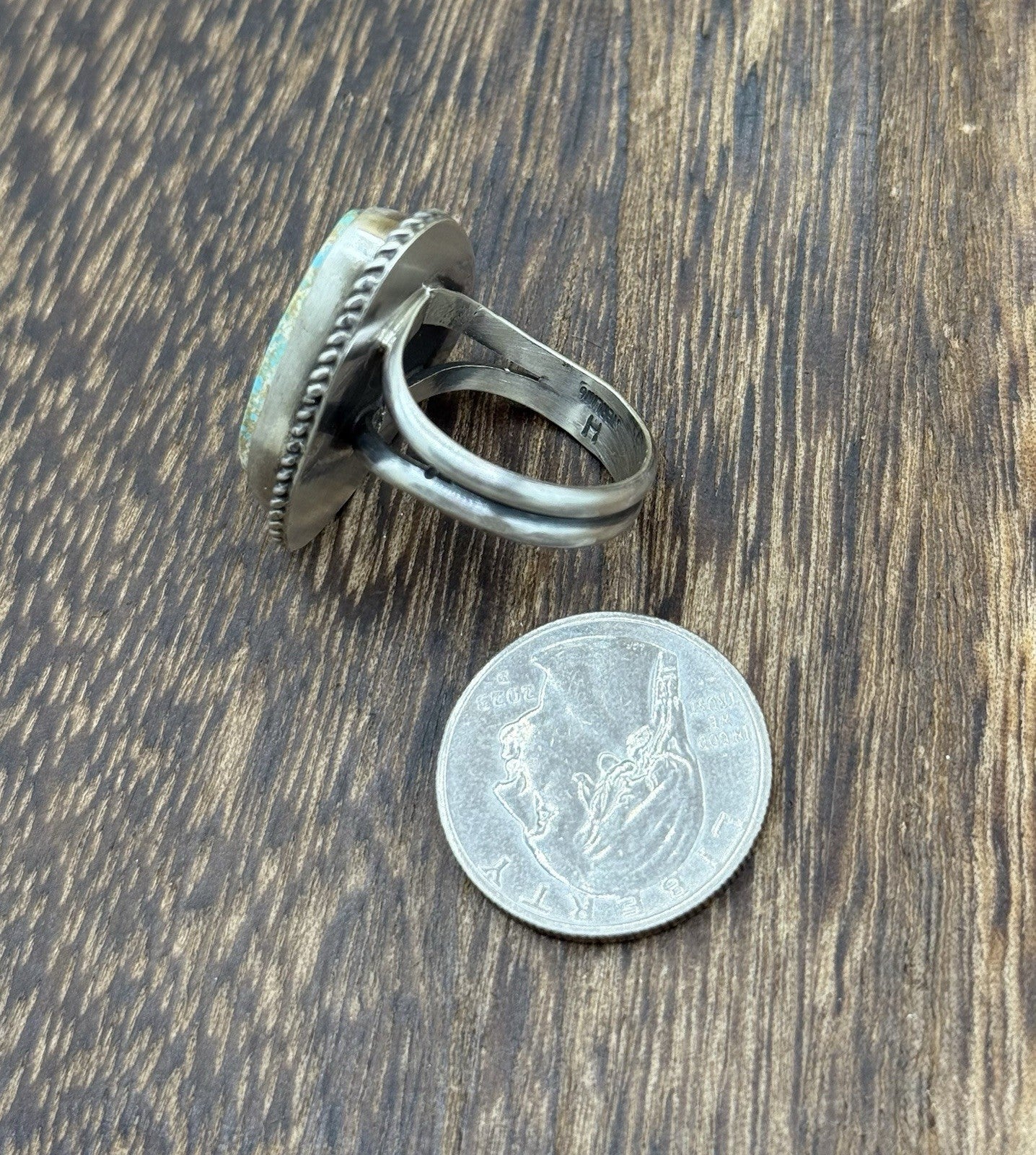 Native American Navajo Handmade Sterling Silver Royston Turquoise Ring Size 9
