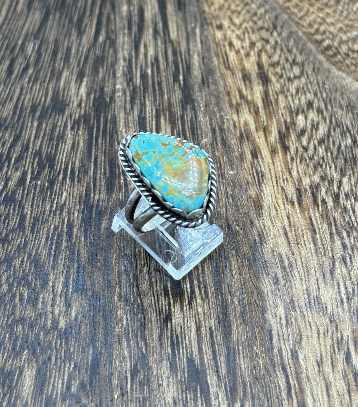 Native American Navajo Handmade Sterling Silver Royston Turquoise Ring Size 9