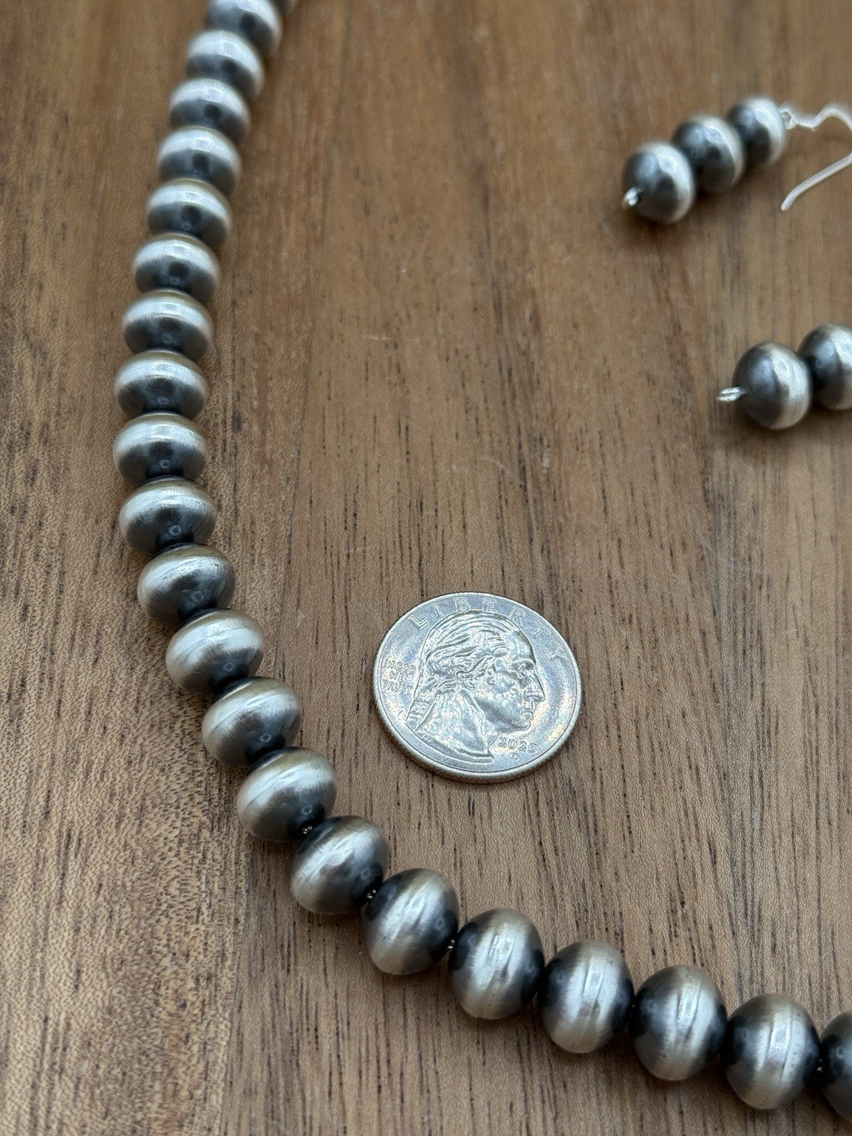 Authentic Navajo Handmade Old Look Navajo Pearl Bead Necklace Set 24” 10mm