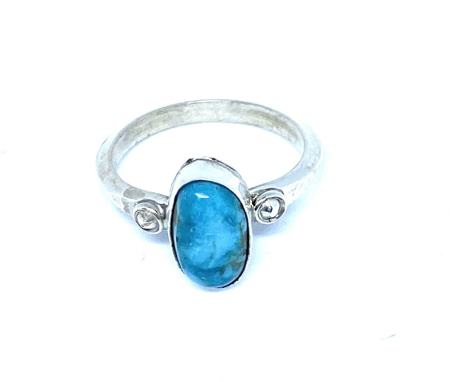 Native American Sterling Silver Navajo Handmade Natural Turquoise Ring Size 8.5