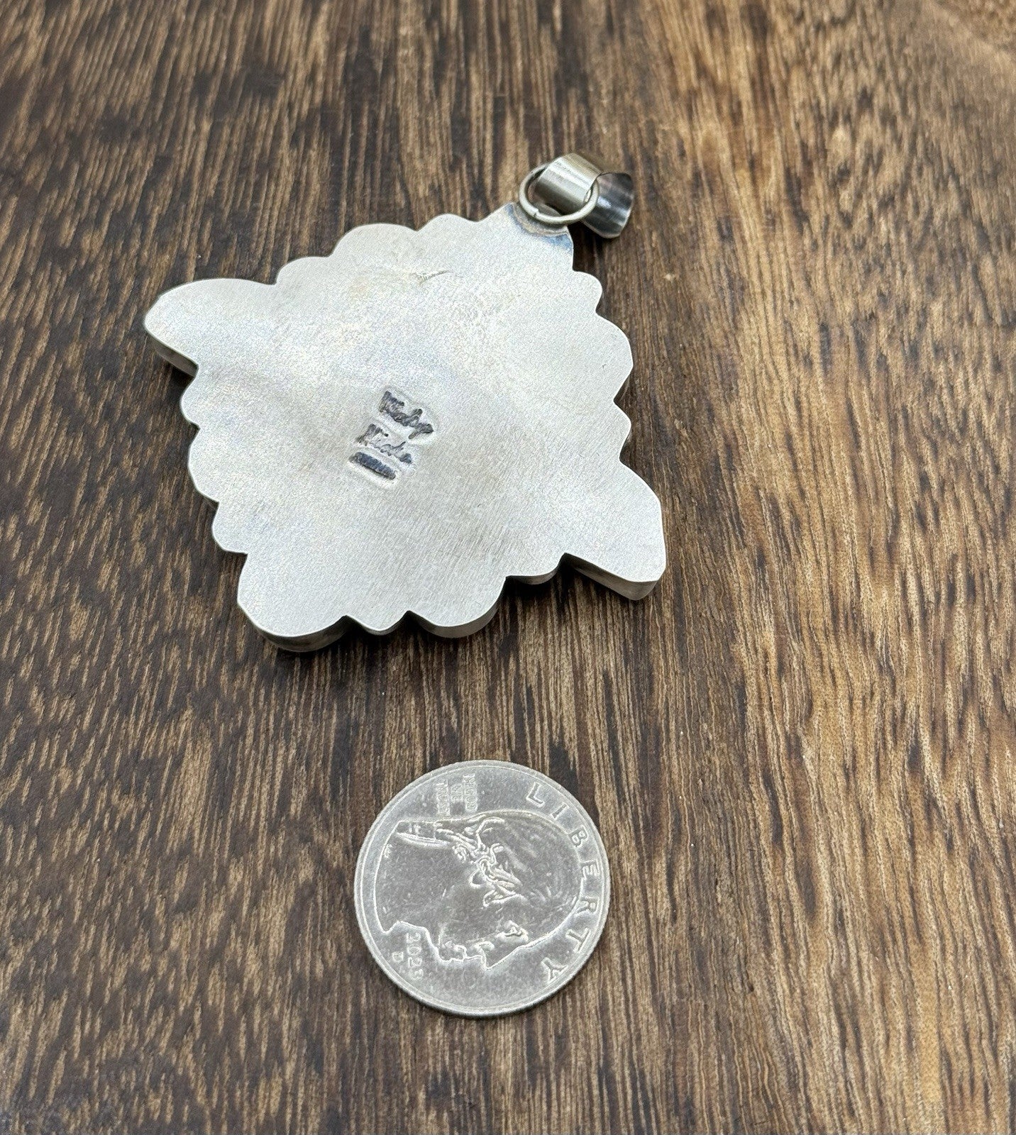 Navajo Handmade Sterling Silver Multi Color Turquoise Spiny Cluster Pendant Lg.